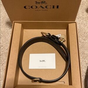 Boutique Dog Coach Black Leather Belt with Gold-Tone Hardware Size L